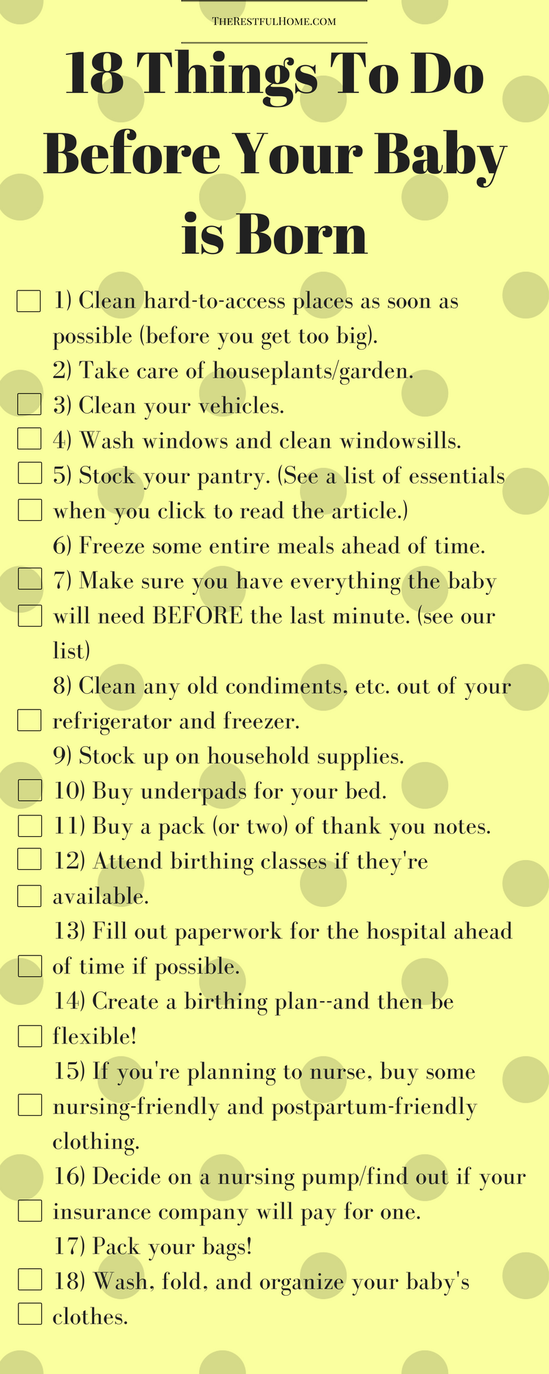 checklist for baby