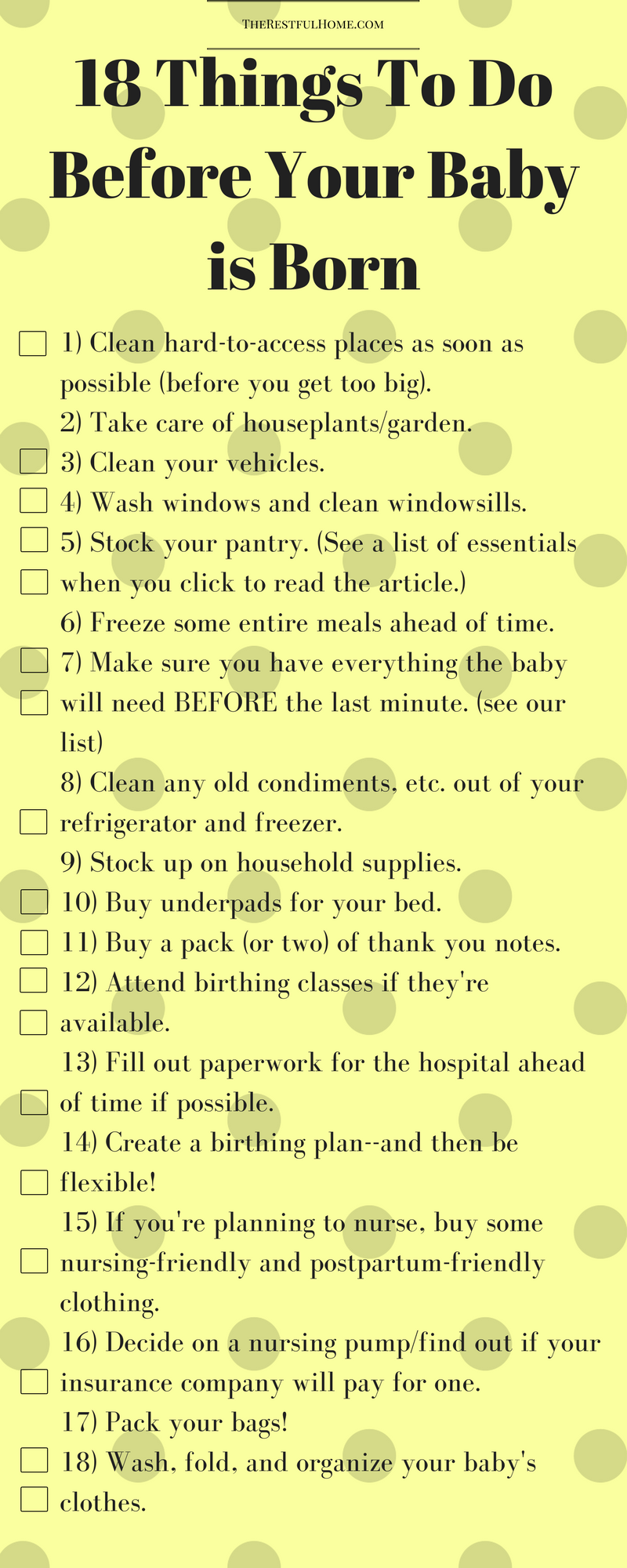 List of things to store get before baby arrives