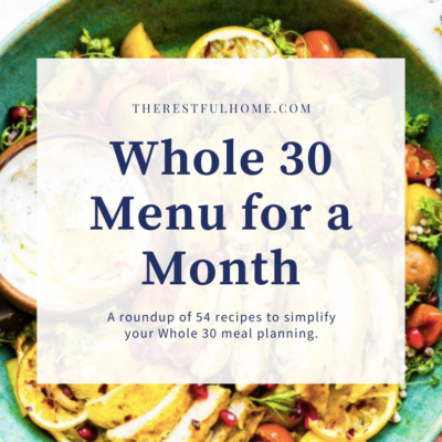 Whole 30 Menu for a Month